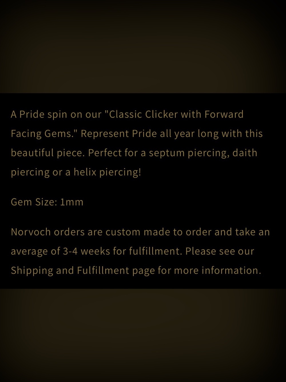 14k Gold Pride Gemstone Septum Ring by Norvoch - Picture 2 of 4